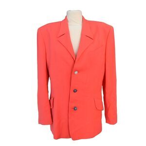 Vtg. French 90's 80's Thierry Mugler Women Coral Pink Blazerr Jacket Size M